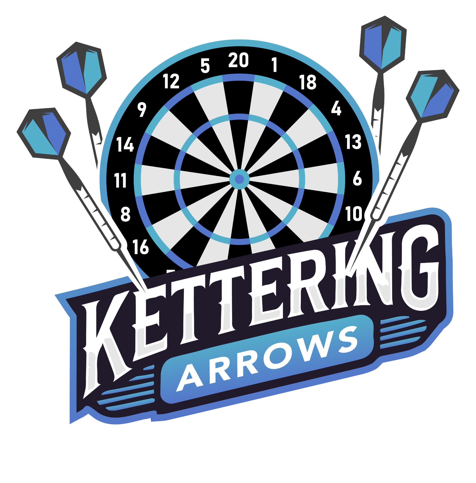 Kettering Arrows dartboard and darts logo